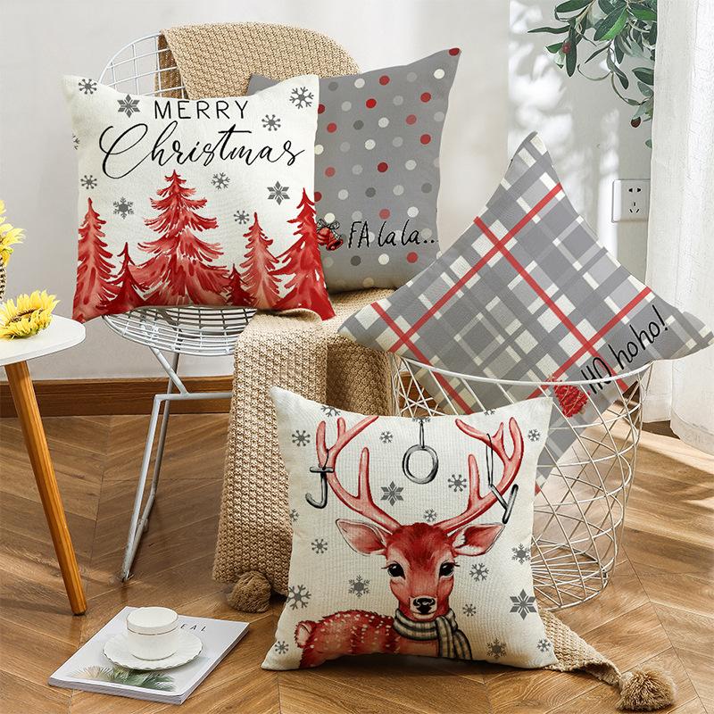 New Christmas Decorative Throw Pillow Cover Sofa Living Room Cushion Elk Print Pillow Cover