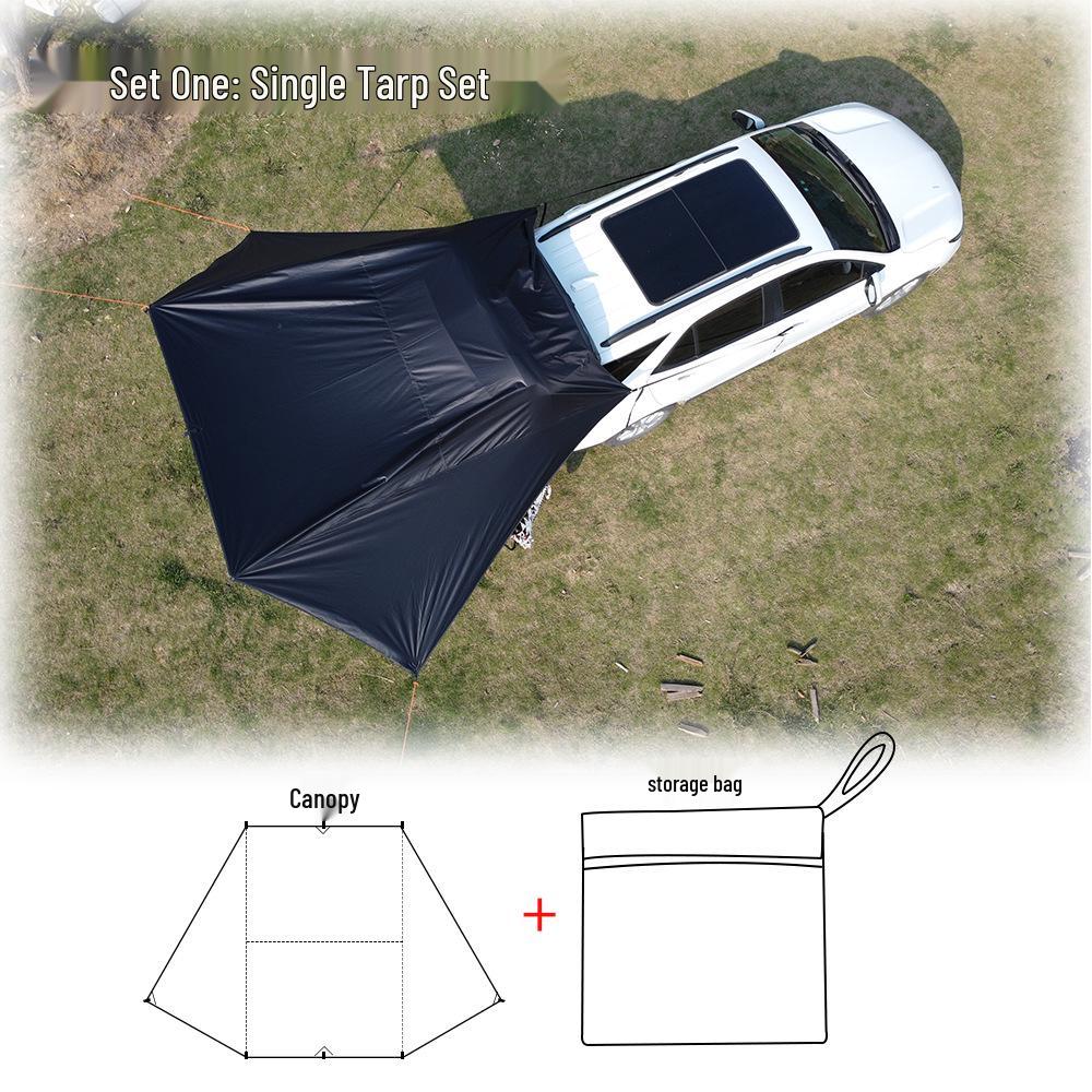 Universal Outdoor Car Awning for Camping and Touring - Black Vinyl