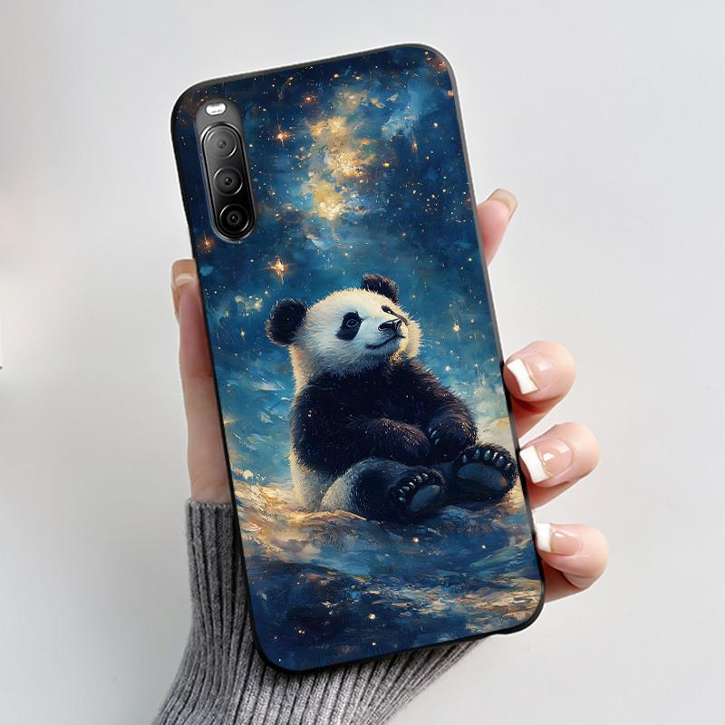 Fodral För Sony Xperia 10 II / 10 III Mobilskal Estetiskt Mode Söt Katt Astronaut Svart Silikon Mjuk Stötdämpande Baksidesskydd