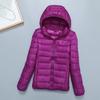 Light down jacket women's short stand-up collar hooded fashion autumn and winter thin large size women's clothing slim-fitting portable jacket