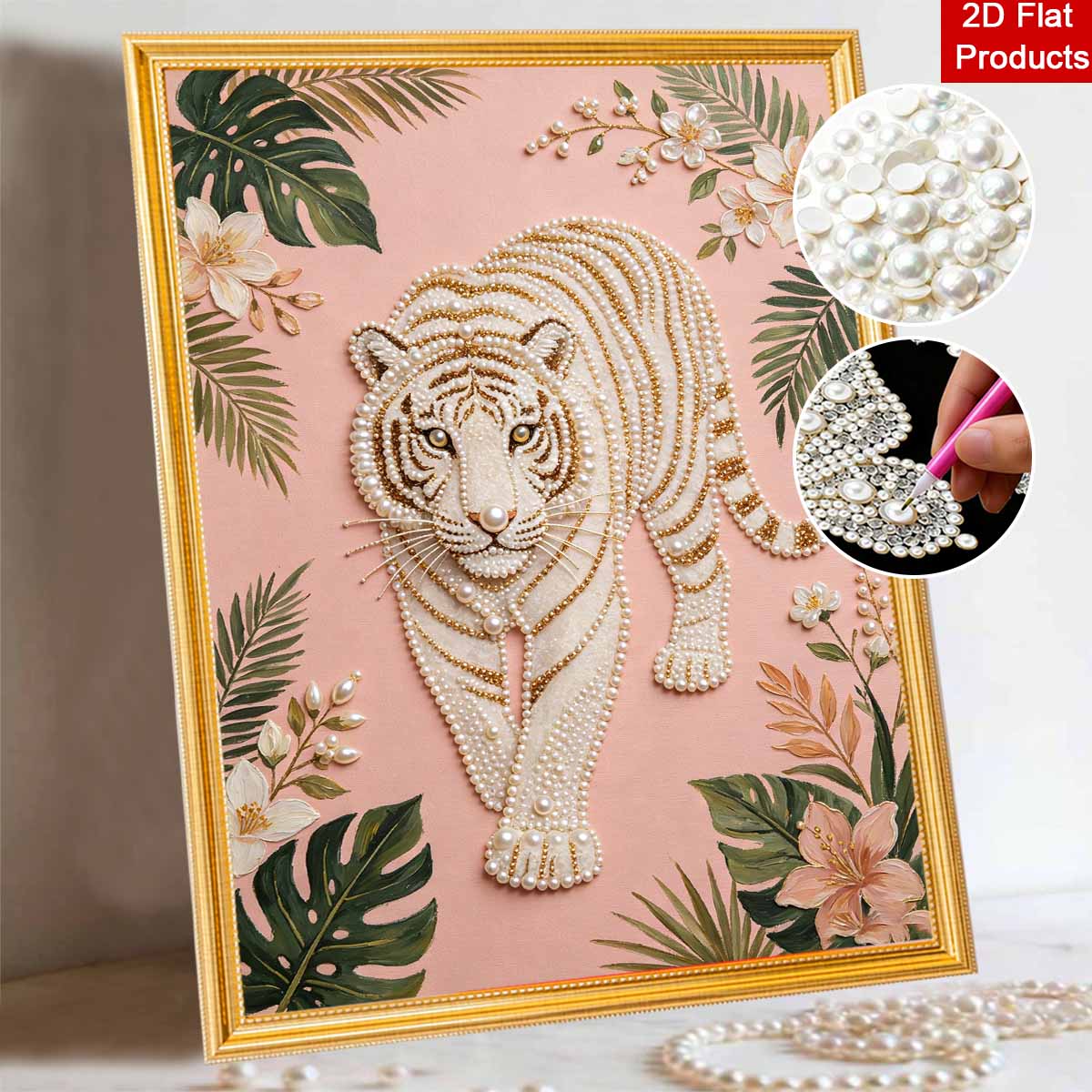 

Pearl Art Painting Kit for Adults and Beginners Elegant Tiger Sparkling Painting Craft Home Wall Decor Handmade Gift 30x40cm