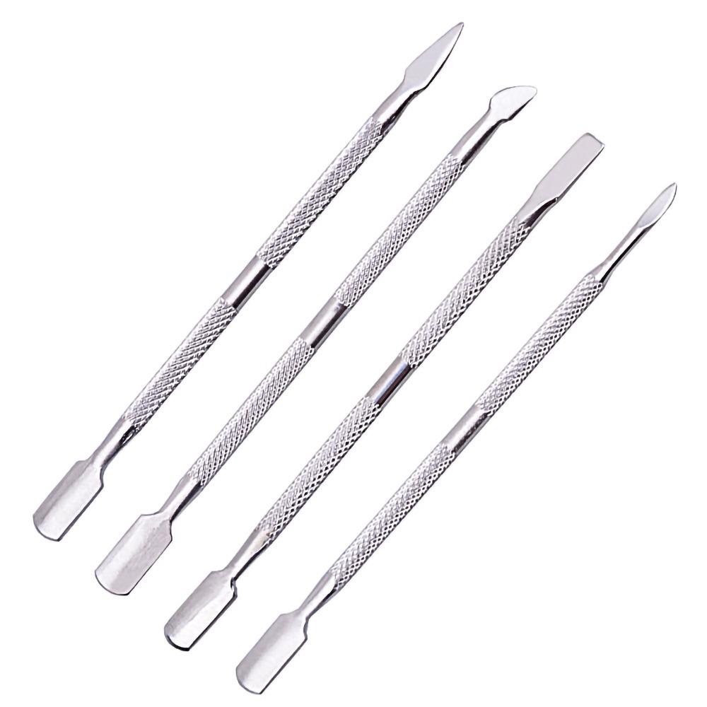 4pcs Stainless Steel Cuticle Pusher Small Compact Dead Skin Remover Nail Cleaner  Cuticle Care