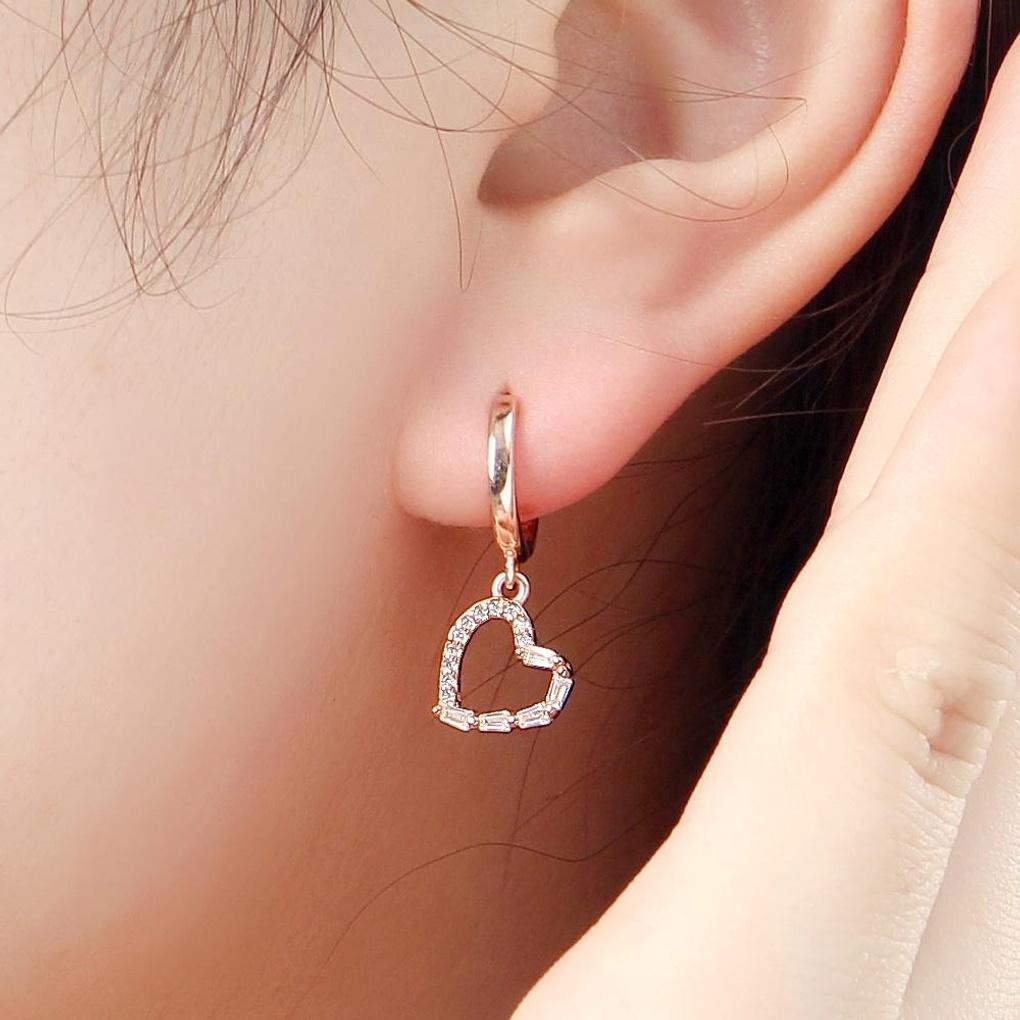 925 Silver Gold-Plated Lovegood Heart Ring Earrings