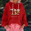 Women's Christmas Print Loose Casual Long Sleeve Hooded Sweatshirt