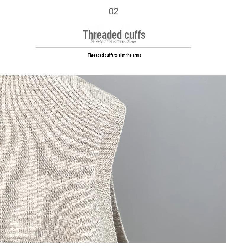 2025 Women’s Knitted V-Neck Cardigan Vest - Sleeveless, Loose Fit for Spring & Autumn