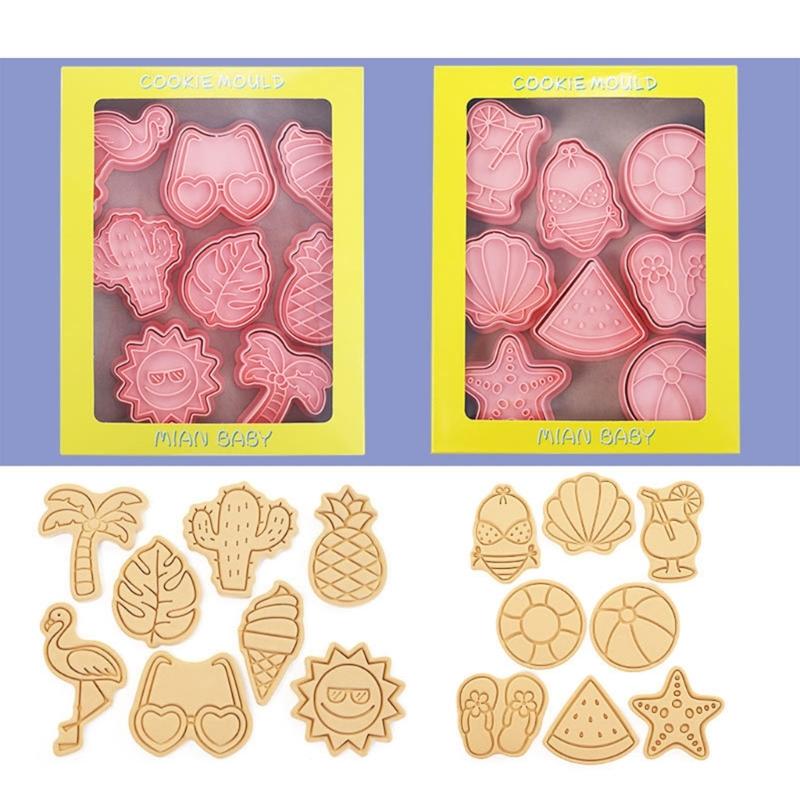 16 Stück/Set Sommer Strand Thema Ausstecher Kunststoff Keksformen Keksstempel DIY Kuchenformen Küchenwerkzeug
