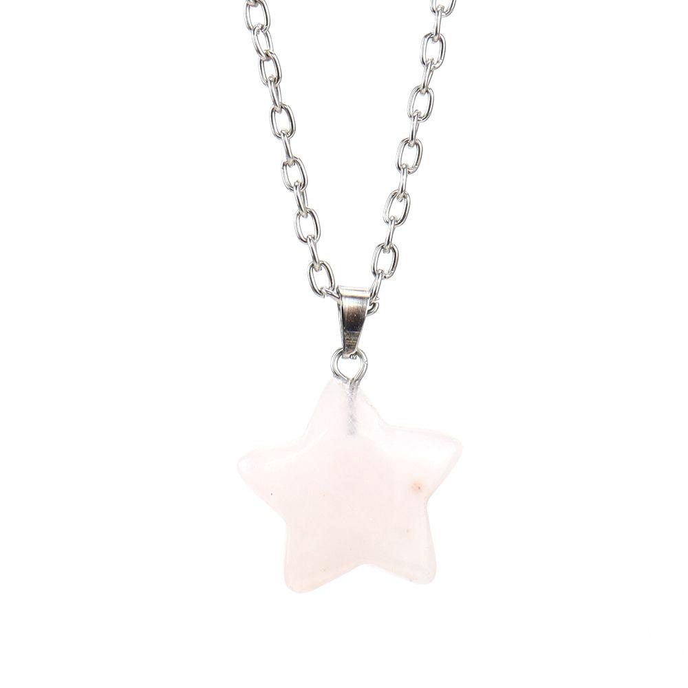 Natural Crystal Rough Stone Pendant, Five-Pointed Star Necklace, Small Star Jewelry Accessories N676