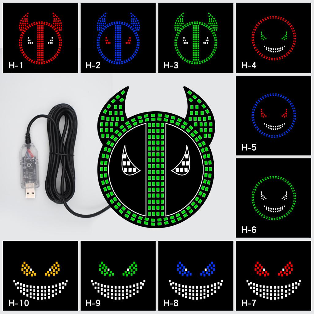 Car Red Eye Light Demon Eye Animation Flashing LED Decoration Light Expression Light Rear Window Car Warning Light