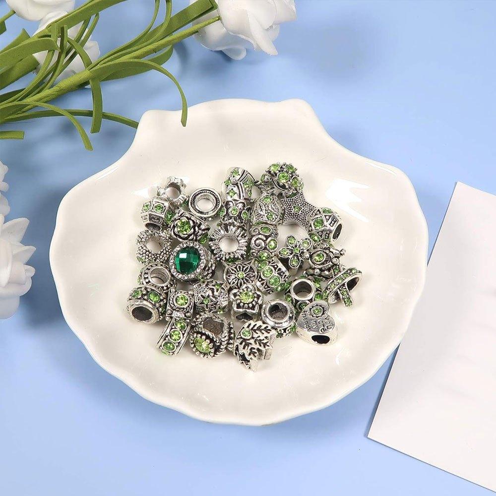 10/20/30 pieces alloy light green series large hole bead decorative bead spacer bead DIY bracelet necklace earrings keychain jewelry making