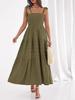 2026 European Summer Beach Pleated A-line Strappy Dress with Pockets