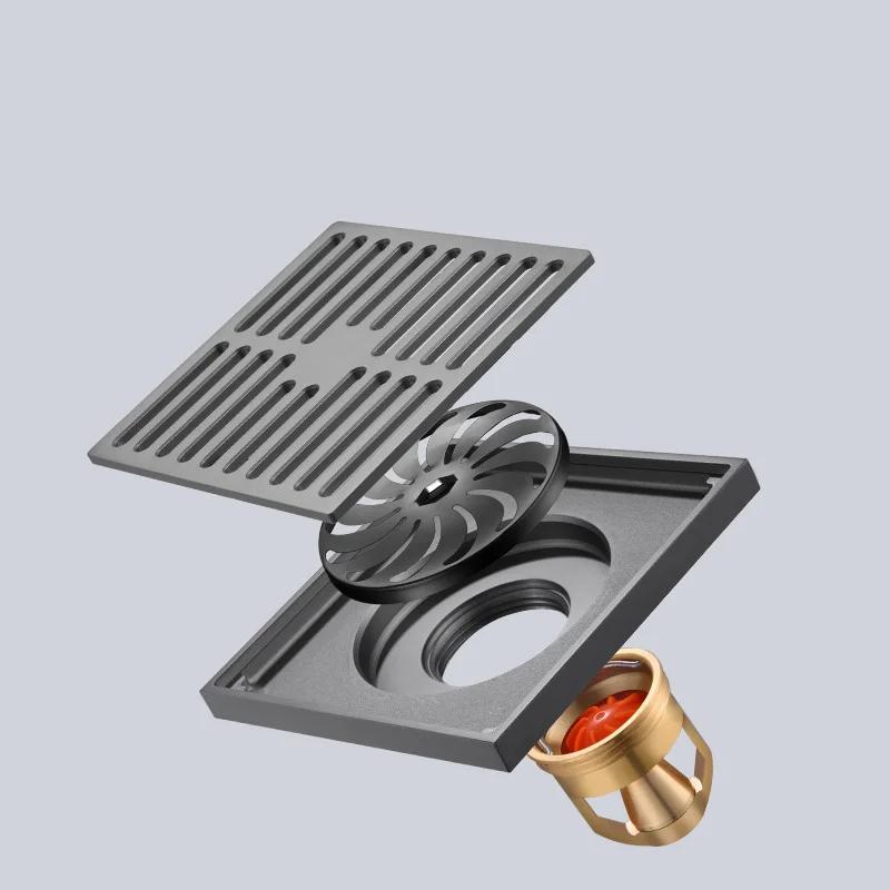 12x12cm 15x15cm brass odor proof square floor drain bathroom toilet large displacement floor drain bathroom hardware accessories
