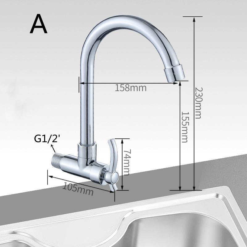 Kitchen Faucet 360 Degree Swivel Brass Kitchen Mixer Single Cold Singk Tap Single Hole Water Tap Wall Mount