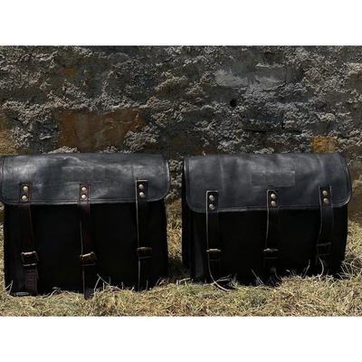 Leather Messenger Motorcycle Bag Bull Hide Black Two Pannier Leather Bag Saddle Bag Best For Sportscaster