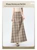 Women's 2026 Spring Retro Plaid High-Waist A-Line Skirt with Elastic Waist and Wide Hem