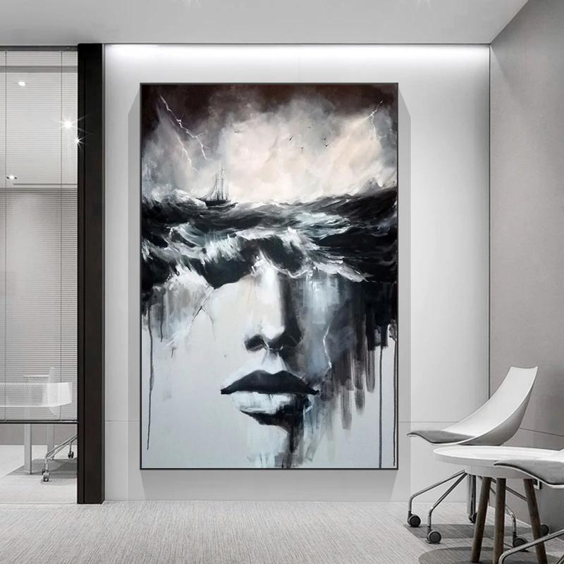 Romantische junge starke junge Mann Leinwand Gemälde abstrakte Frauen Poster Drucke Wandkunst für Wohnzimmer Wanddekoration Cuadros