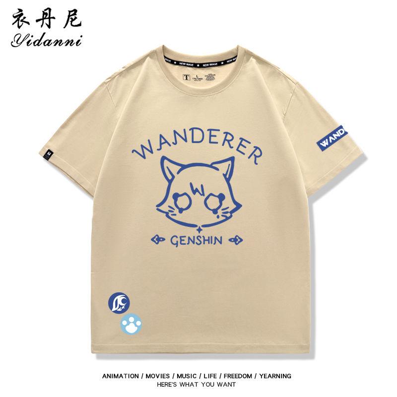 Spiel Genshin Impact Serie Wanderer Druck T-Shirt Kurzarm Sommer T-Shirt Unisex Kleidung Damenbekleidung Mode Lässige Oberteile