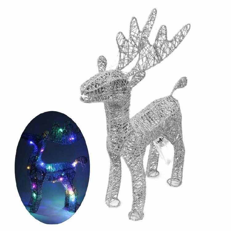 Christmas Wrought Iron Deer Figurine with Led Light Holiday New Year Party Decor