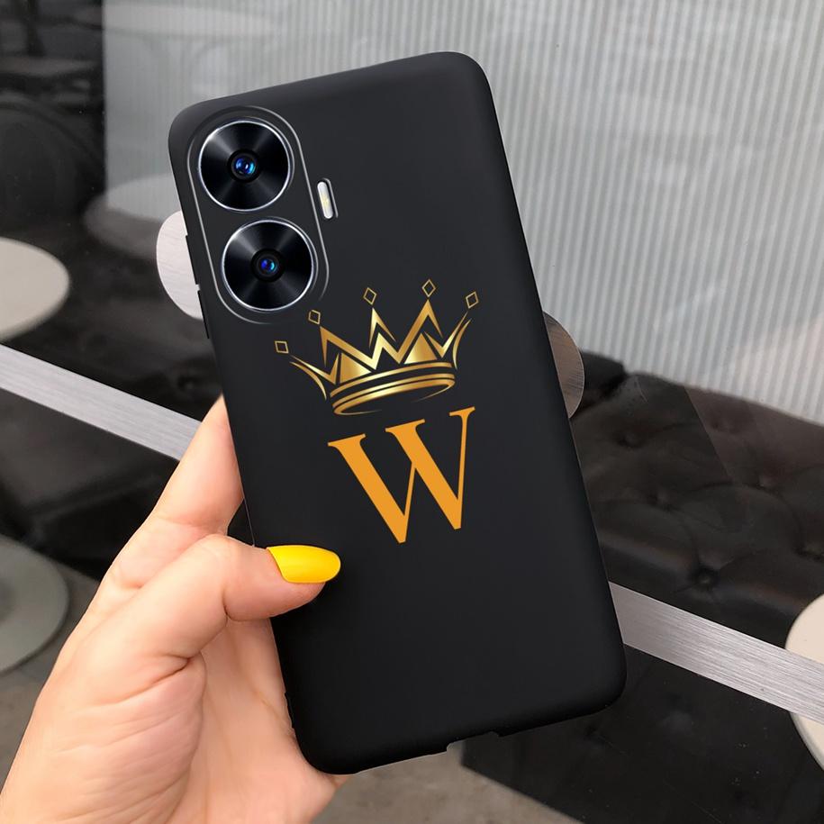 For OPPO Realme C55 4G Case Luxury Crown Letters Funda Soft Silicone Couple Phone Case For RealmeC55 C 55 2023 Back Cover Bumper