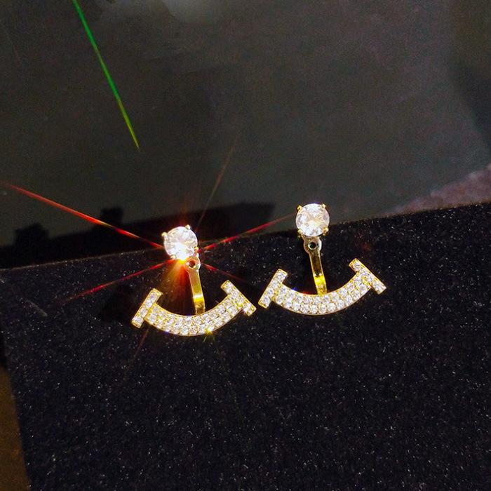 Niche Design Smiley Face Earrings Personalized Tide Diamond Earrings Simple Temperament Integrated Earrings