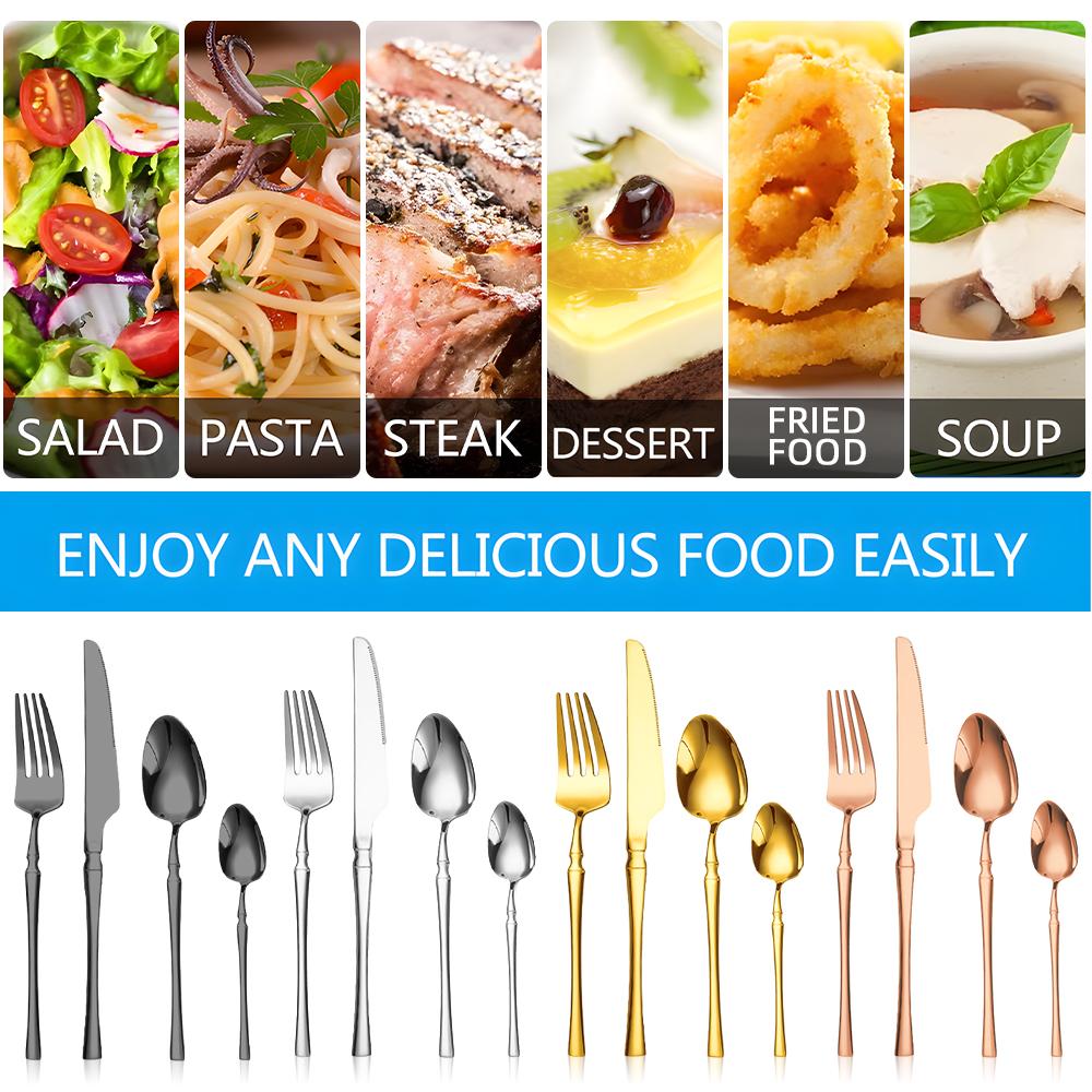 24-Piece Stainless Steel Utensils Set Include Forks Knives Spoons Silverware Set for 4 Mirror