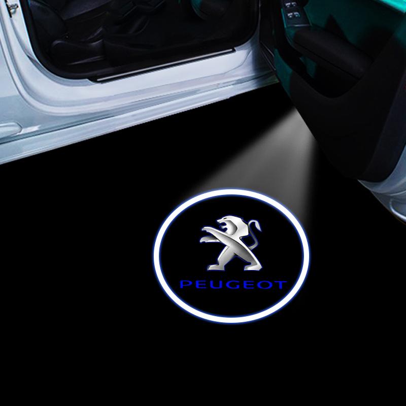 1/2Pcs Car Door Projector Lamps LED Welcome Light Emblem For Peugeot 308 408 508 RCZ 208 3008 2008 206 207 108 406 407 408 206 207 208 306 307