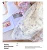 Elegant 2026 Summer Floral Chiffon Dress with Puff Sleeves and Slim Waist