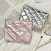 Pu Heart Handheld Makeup Bag With Geometric Pattern For Daily Use
