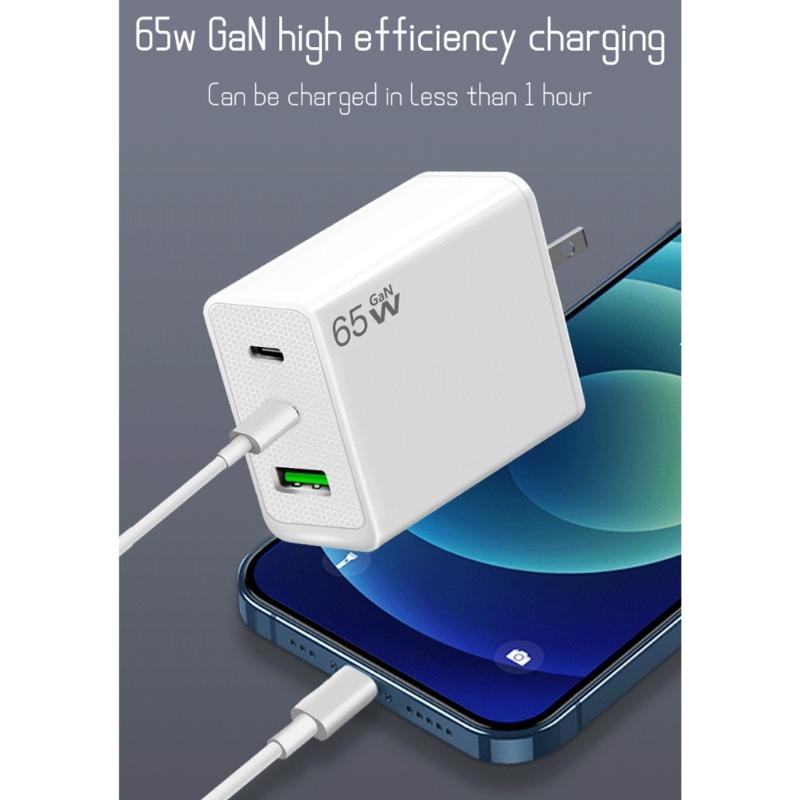 65W USB Type C Charger Block, 3-Port Fast Charging Adapter Wall Plug Charger Adapter Compatible for Phone 15 Series