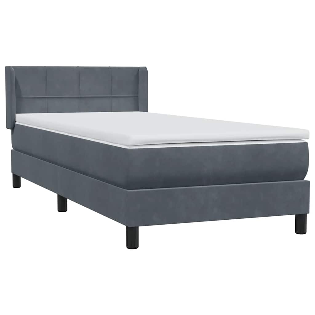 Box Spring Bed with Mattress Dark Gray 80x210 cm Velvet