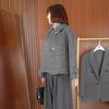 Korean Hepburn Grey Lapel Wool Duffle Coat - Women's Short Jacket for Autumn/Winter 2024