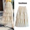 Spring and Autumn Women's Skirt Lace Splicing Polka Dot Super Fairy Saree Cake Half-body Skirt