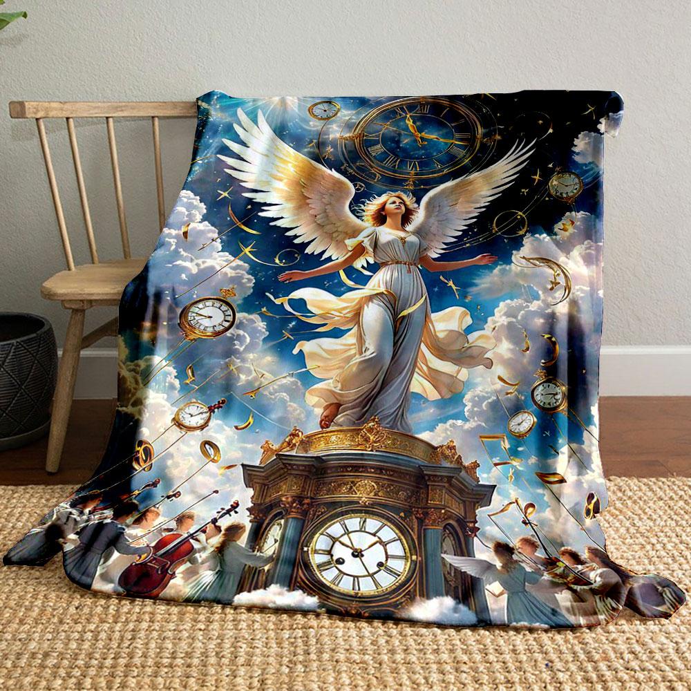

Angel Clock Cloud Print Blanket Printed Blanket for Living Room Bed Couch lunch break Soft Cozy Blanket for Friend s festival Gift 80cm x 120cm