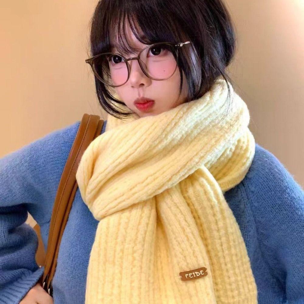 Thermal Women Knit Yarn Scarf Knitted Fall Winter Scarf Versatile Cold Proof Neck Wrap Women