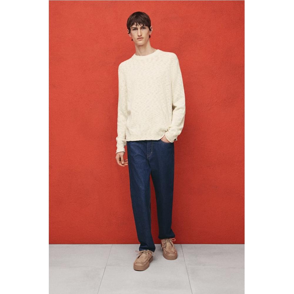 H M Roll Edge Sweater Regular Fit creaM