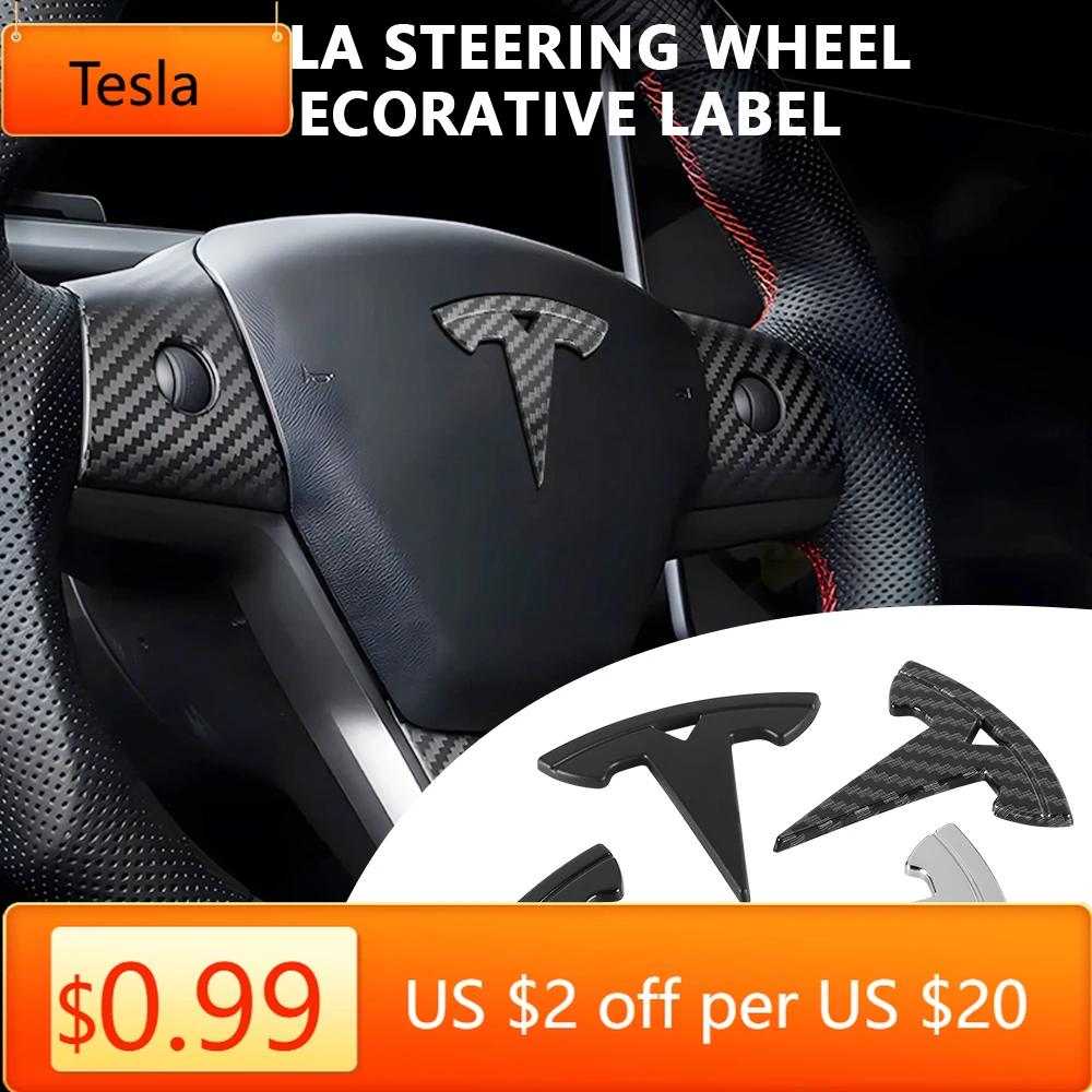 Autoaufkleber Tesla ABS Auto Lenkrad Mittelplakette Aufkleber Innenraum Auto Dekoration Aufkleber für Tesla Model 3 Model S Model X Y