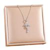 Trendy Ins Style Small Cross Pendant Necklace with Gold Plated Heart and Zircon for Women