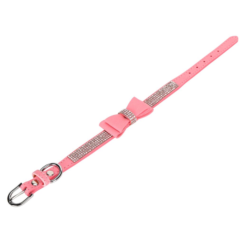 Adjustable Microfiber Double Bowknot Crystal Sparkle Rhinestone Cat Collar Pet Supply