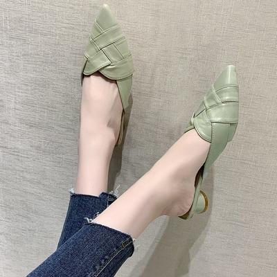 Pointed Toe Outside Slides Medium Heel Shoes Casual Summer Women's Slippers and Ladies Sandals Sale Slip-resistant 39 Footwear