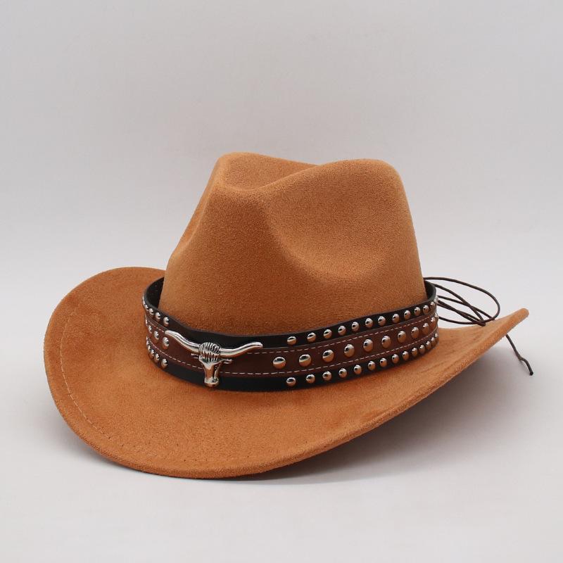 Cross-Border Foreign Trade Four Seasons Men And Women Ethnic Wind Cow Head, Couple Sunscreen Hat Cowboy Hat Jazz Hat Big Edge Top Hat