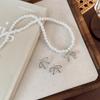 Bows Pearl Necklace Simple Simple Bow Accessories New Retro Simple Bow Earrings