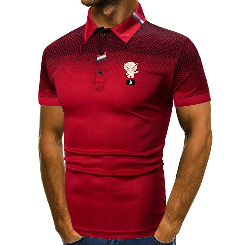 red polyester polo shirt