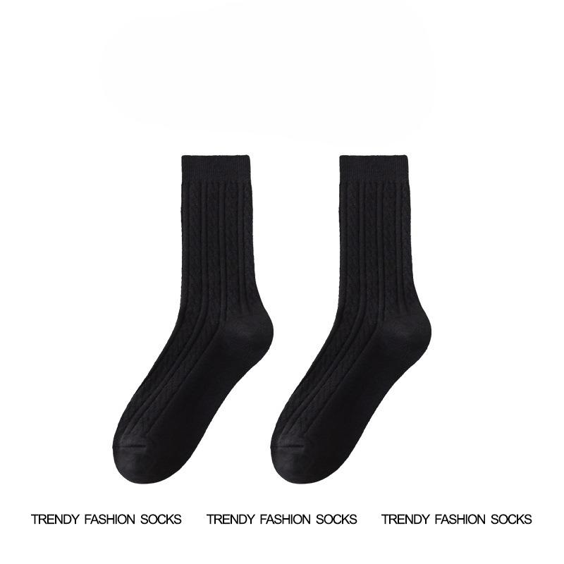 

Зимние носки: Женские флисовые утолщенные теплые шерстяные носки до середины икры, однотонные универсальные мягкие махровые носки 1 pair чёрный