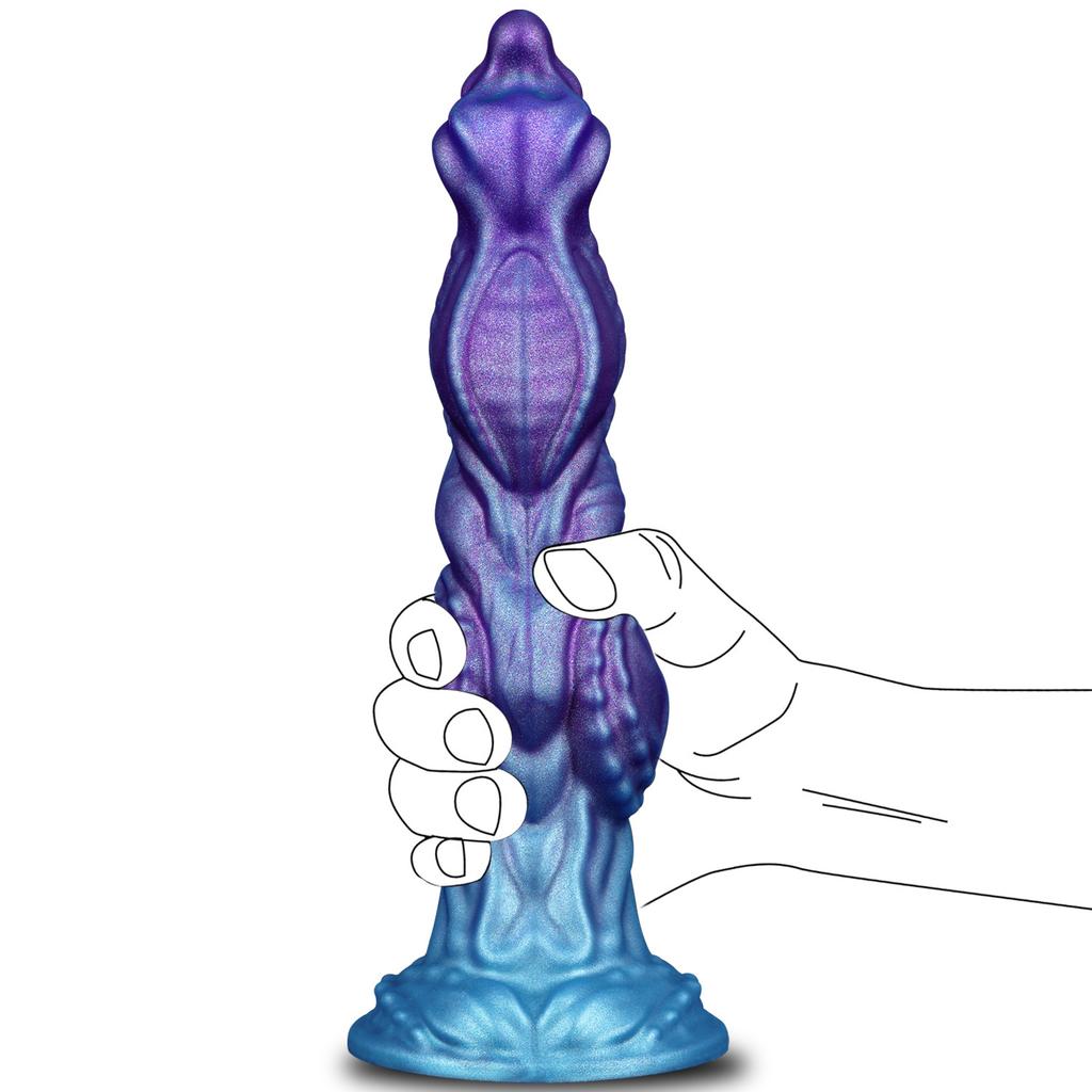 Alien Dildo Simulation Wolf Dog Penis Mixed Color Silicone Anal Plug Female Sex Toy Manual Masturbator