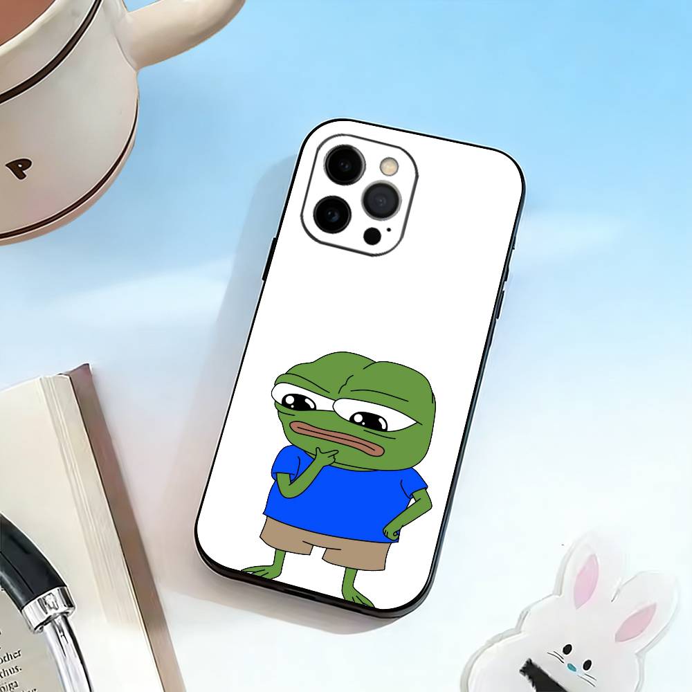 Funny Sad Frog Pepe M-meme Phone Case For iPhone 17, 16,15,14,13,12,11 Plus,Pro Max, Others Soft Black Cover
