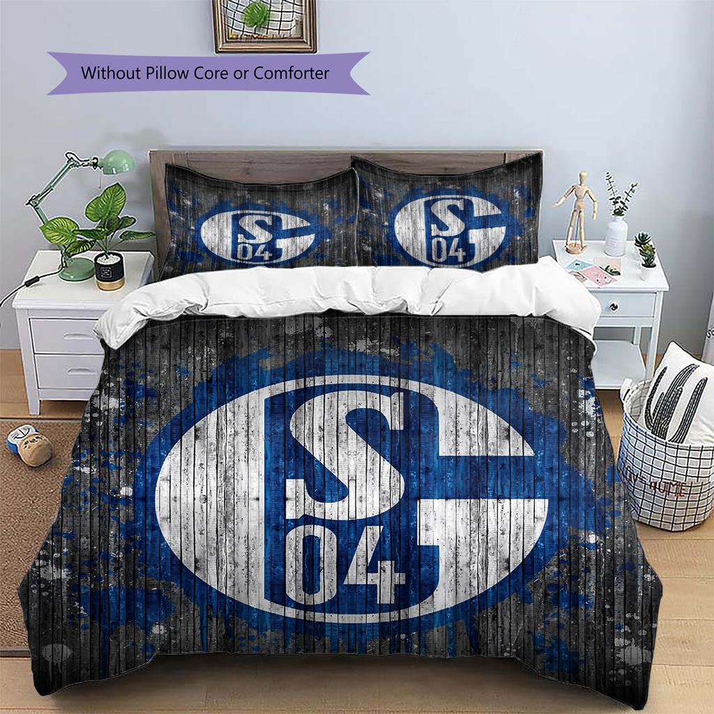 FC Schalke 04 Muster Bettwäsche Bettdecken-Set Heimdekoration Geschenk (1 Bettbezug + 2 Kissenbezüge (ohne Füllung))