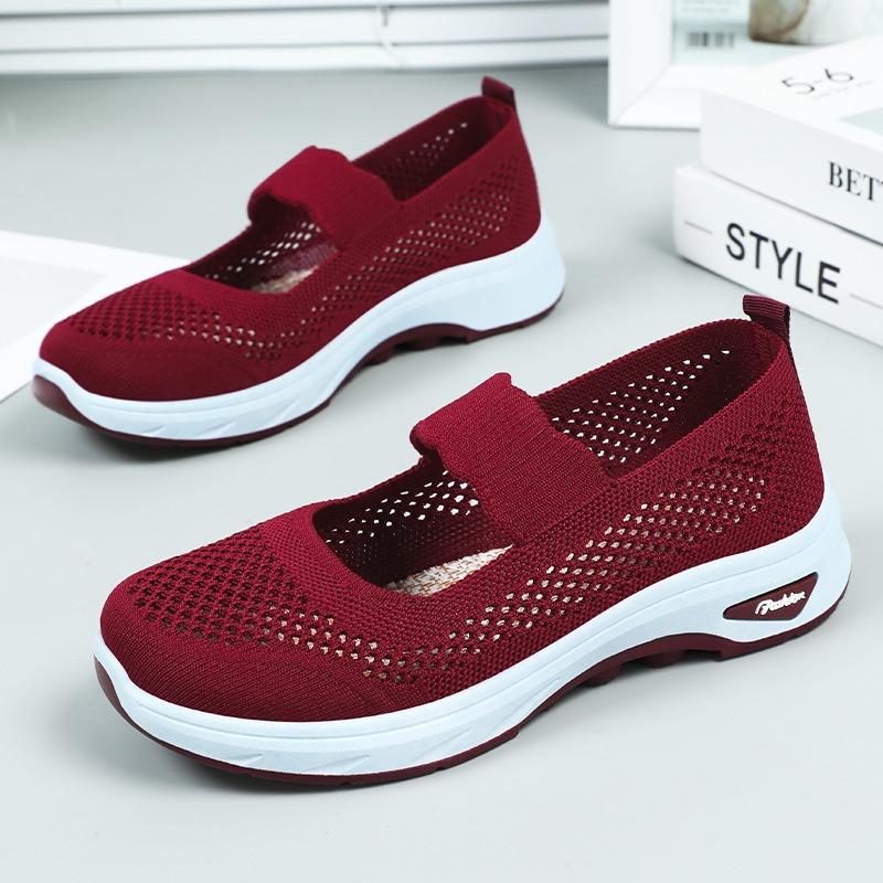 Women's Shoes Summer Fly-woven Breathable Mother Shoes Soft-soled Comfortable Casual Shoes Women's Versatile and Lightweight Mesh Shoes