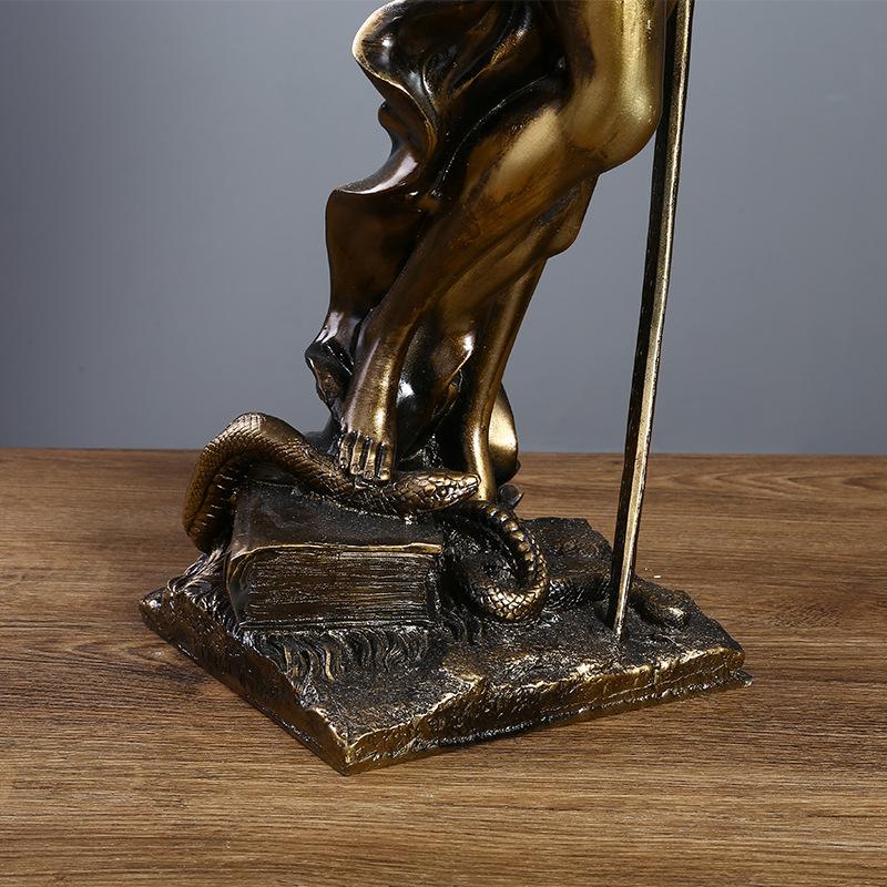Statua di Personaggio Retro Europea Scultura Mitologia Greca Themis Dea della Giustizia Statuetta Zeus Decorazione Scrivania Ufficio Casa