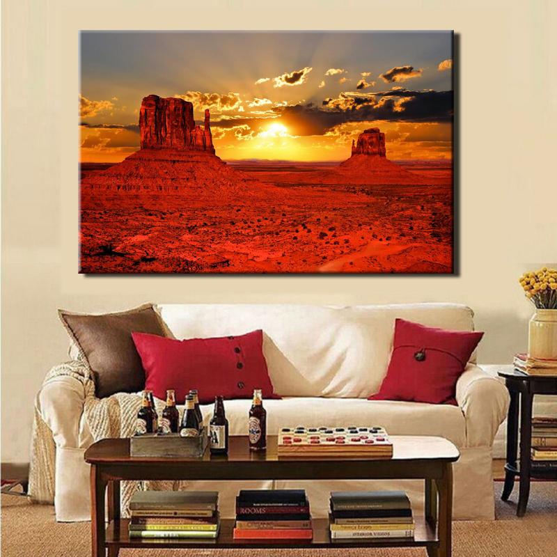 Canvas Prints Wall Decor, Modern Landscape Canvas Painting Digital Painted Posters Wall Art Picture for Living Room