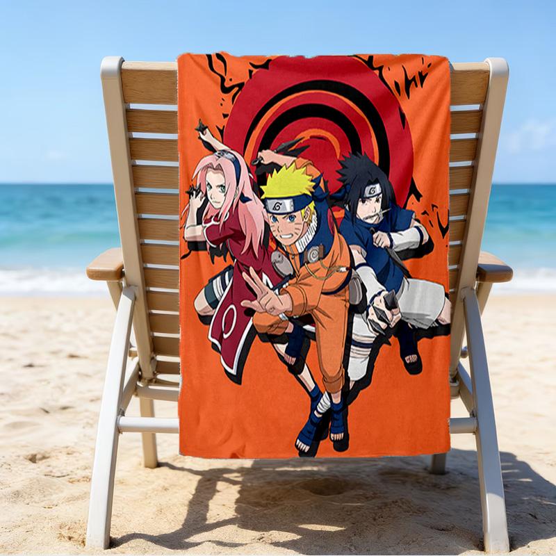 1pc NARUTO (2) Beach Towel, Beach and Seaside Swimming Pool Equipment, Fashion Pattern, Rectangular, Travel Essentials