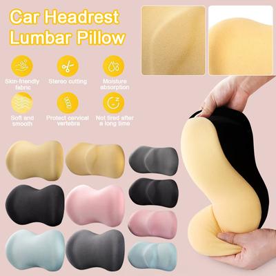 1/2pcs Car Pillow Lumbar Support Super Comfort Rebound Memory Sponge Waist Cushion Car Headrest Vertebral Sleeping